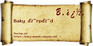 Baky Árpád névjegykártya