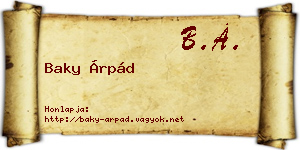 Baky Árpád névjegykártya