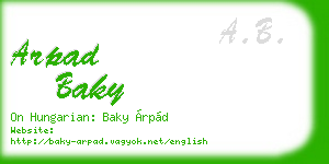arpad baky business card