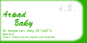 arpad baky business card